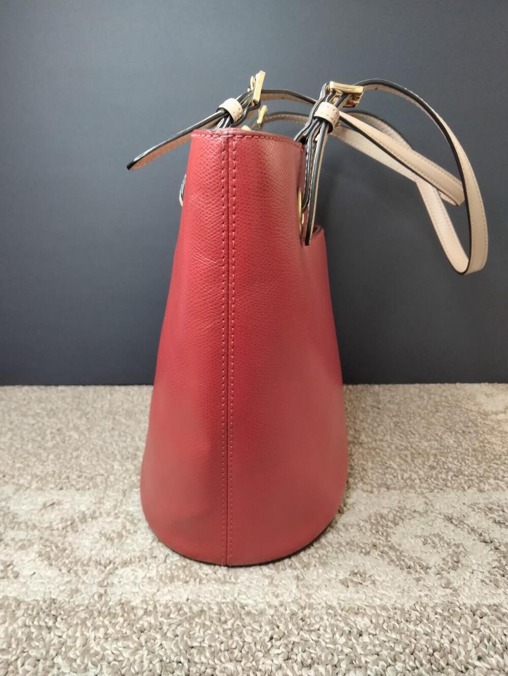 Michael Kors Jet Set Medium Saffiano Tote Leather Red and Tan - Picture 5 of 9